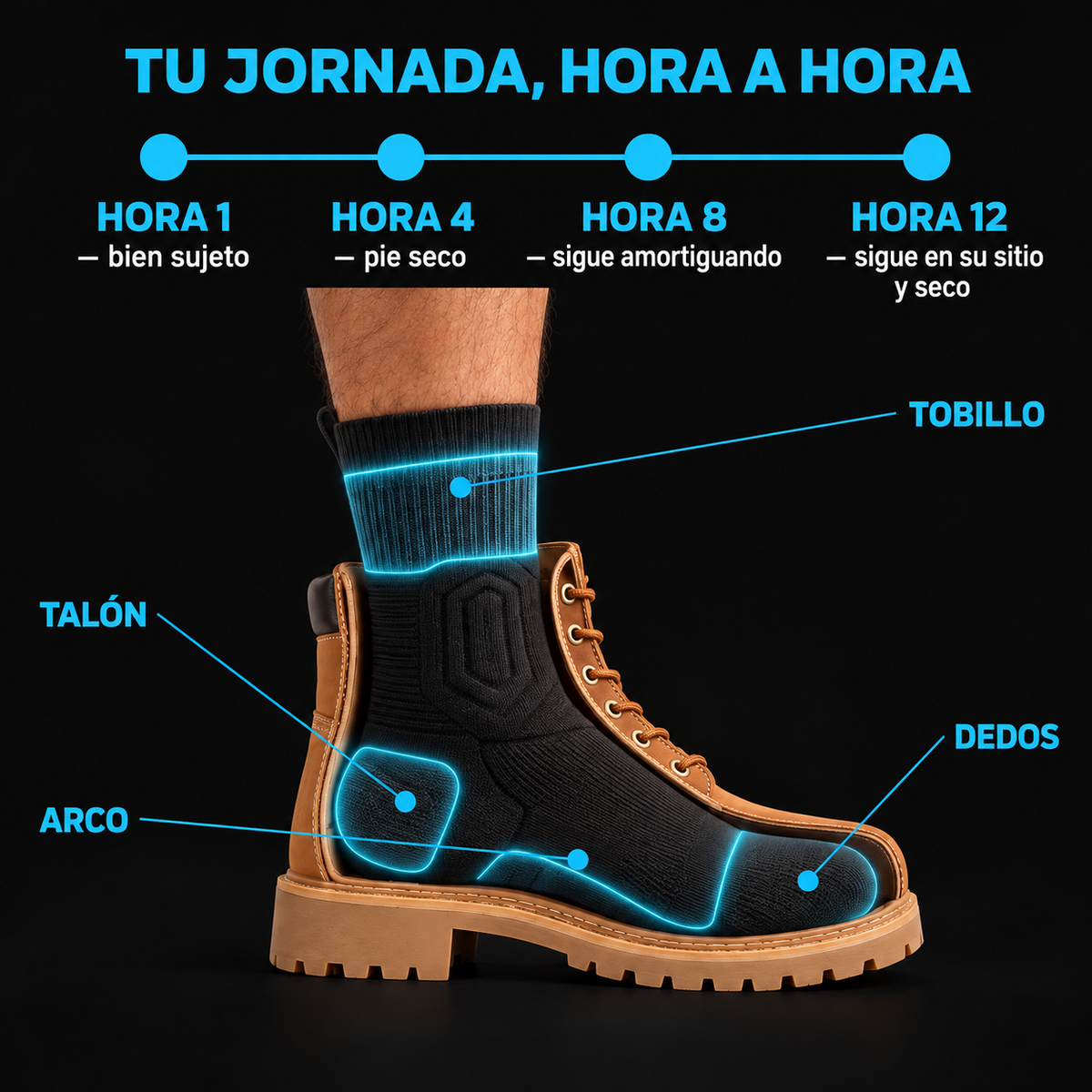 Calcetines de trabajo acolchados para trabajar sin dolor